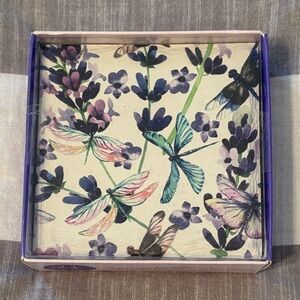 NIB, Dragonfly and Floral Patterned Coasters